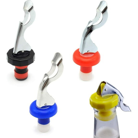 Wine Stoppers, Food safe Silicone Bottle Stoppers, Expanding Manual Beverage Stopper, Reusable Wine Bottle Corks, Creates Airtight Seal, Assorted Colors 4 Pack (Assorted)