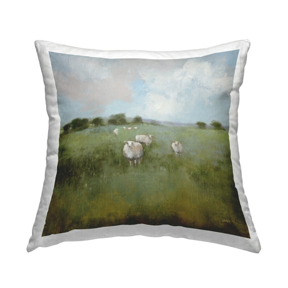 Stupell Industries Quiet Pasture with Sheep Decorative Printed Throw Pillow Design by Julia Purinton.