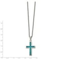 thumbnail image 2 of Primal Steel Stainless Steel Polished With Imitation Opal 22-inch Small Cross Necklace, 2 of 2