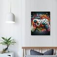thumbnail image 3 of Graffiti Framed Canvas Wall Art Set, Gamer Room Wall Decor, Black Video Game Theme Wall Painting, Colorful Gaming Controller Art Prints for Living Room, Boys Bedroom, 3 of 4