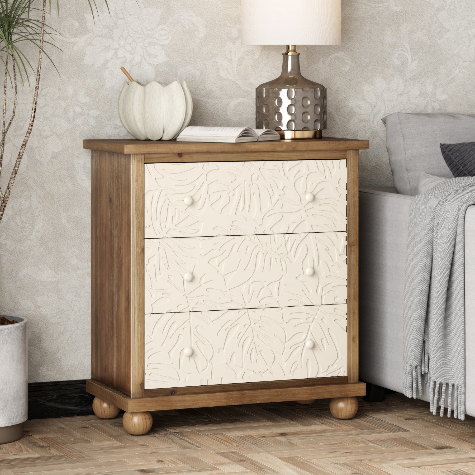 COZAYH Rustic 3-Drawer Dresser, Vintage French Country COZAYH Rustic 3-Drawer Dresser, Vintage French Country