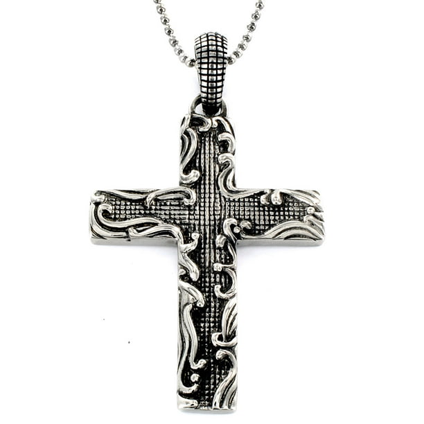 Stainless Steel Antiqued Medieval Cross Pendant Necklace - 24 ...