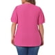 thumbnail image 3 of Blusas de verano de talla grande para mujer Agnes Orinda, con escote en V, mangas cortas, color rosa intenso, 3 of 6