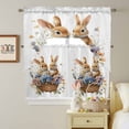 thumbnail image 5 of Easter Basket Bunny Swag Curtains Valance & Tier Set, Watercolor Blue Yellow Purple Floral Leaf Plant 3 Pcs Set Kitchen Swag Valances and Tiers 36 Inch Length Rod Pocket Curtain Drapes for Bedroom, 5 of 9