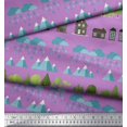 thumbnail image 3 of Soimoi Crepe Silk Fabric Tree,House & Raindrop Nature Print Fabric by Yard 42 Inch Wide, 3 of 3