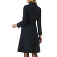 thumbnail image 3 of INSPIRE CHIC Women's Peter Pan Collar Single Breasted Belted Contrast Trim Swing Winter Coat XS Navy Blue, 3 of 6
