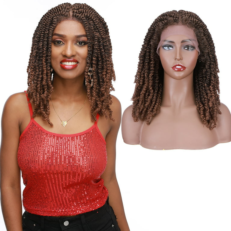 SEGO Double Braids Lace Front Wigs for Women Long Curly Synthetic