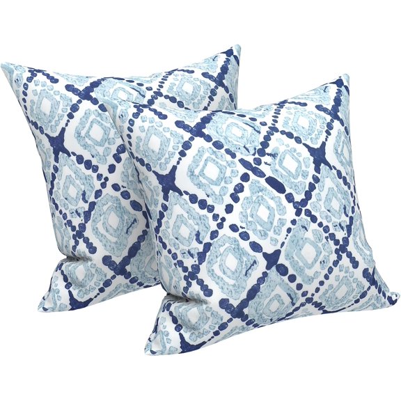 G Outdoor/Indoor Throw Pillows Covers, Decorative Throw Pillows Covers No Inserts! 18"x18" Square Throw Pillows Covers Bed, Couch, and Patio Furniture, Set of 2, Boho Geometry Blue
