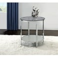 thumbnail image 3 of Steve Silver Frostine Round Silver and Chrome Mirrored Glass End Table, 3 of 5