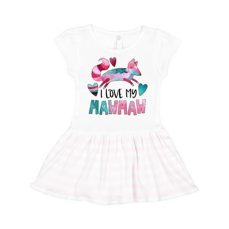 

Inktastic I Love My Mawmaw Pink and Blue Fox with Hearts Gift Toddler Girl Dress