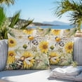 thumbnail image 4 of Summer Sunflower Bee Outdoor Pillow Covers Pack of 2 Yellow Floral Plants Wood Grain Rustic Waterproof Throw Pillow Covers Decorative Cushion Cases for Patio Garden Tent Balcony Couch 20x20 inch, 4 of 8