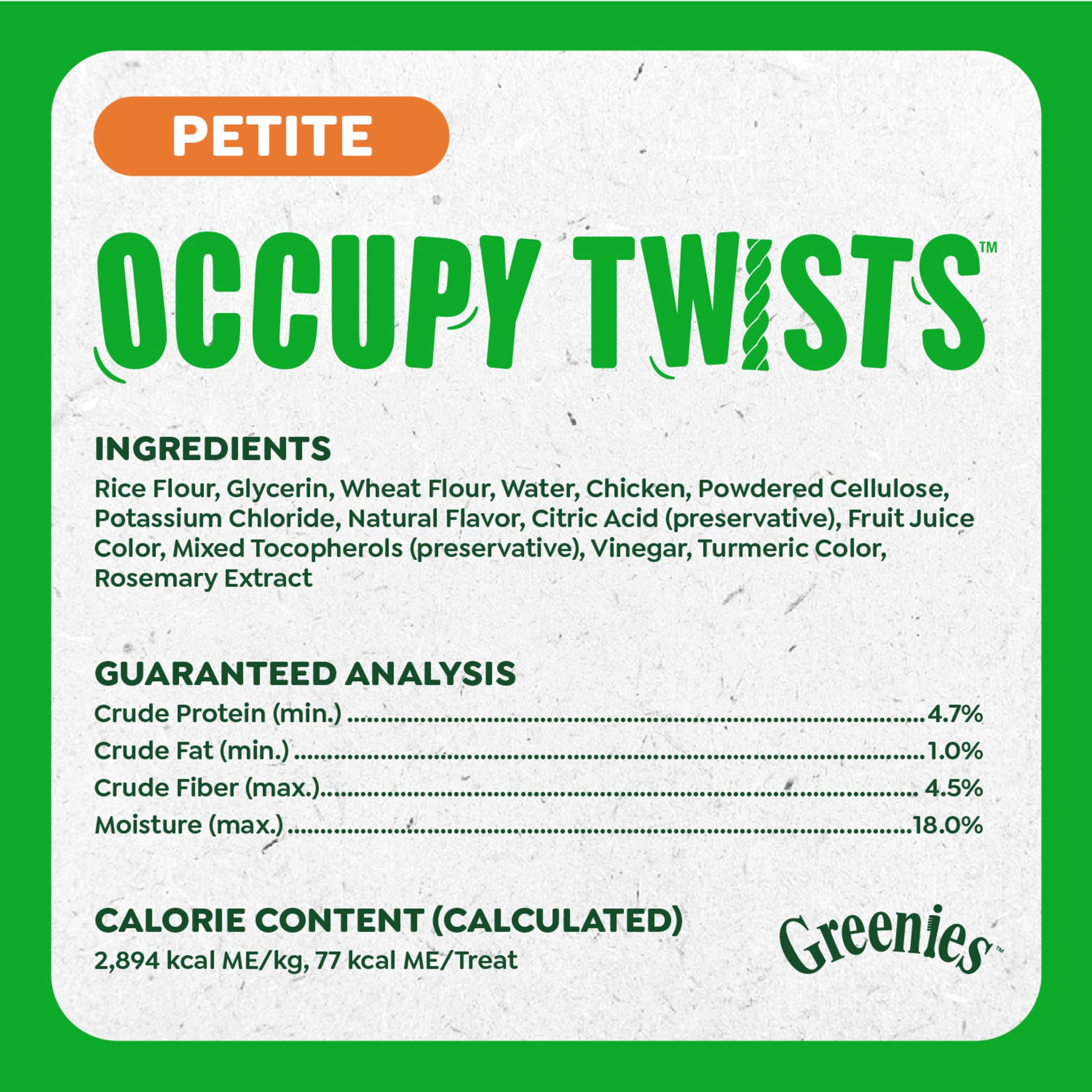 Greenies Occupy Twists Natural Dog Treats Petite Size, Chicken Flavor, 8.75 oz. Pack, 10 Count