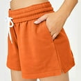 thumbnail image 4 of FAKKDUK Women's Sweat Shorts 5" 12" Drawstring Elastic Waist Cute Running Shorts Summer Casual Shorts for 2023 Womens Gym Short Pants Loose Fit, S&Orange 1, 4 of 8