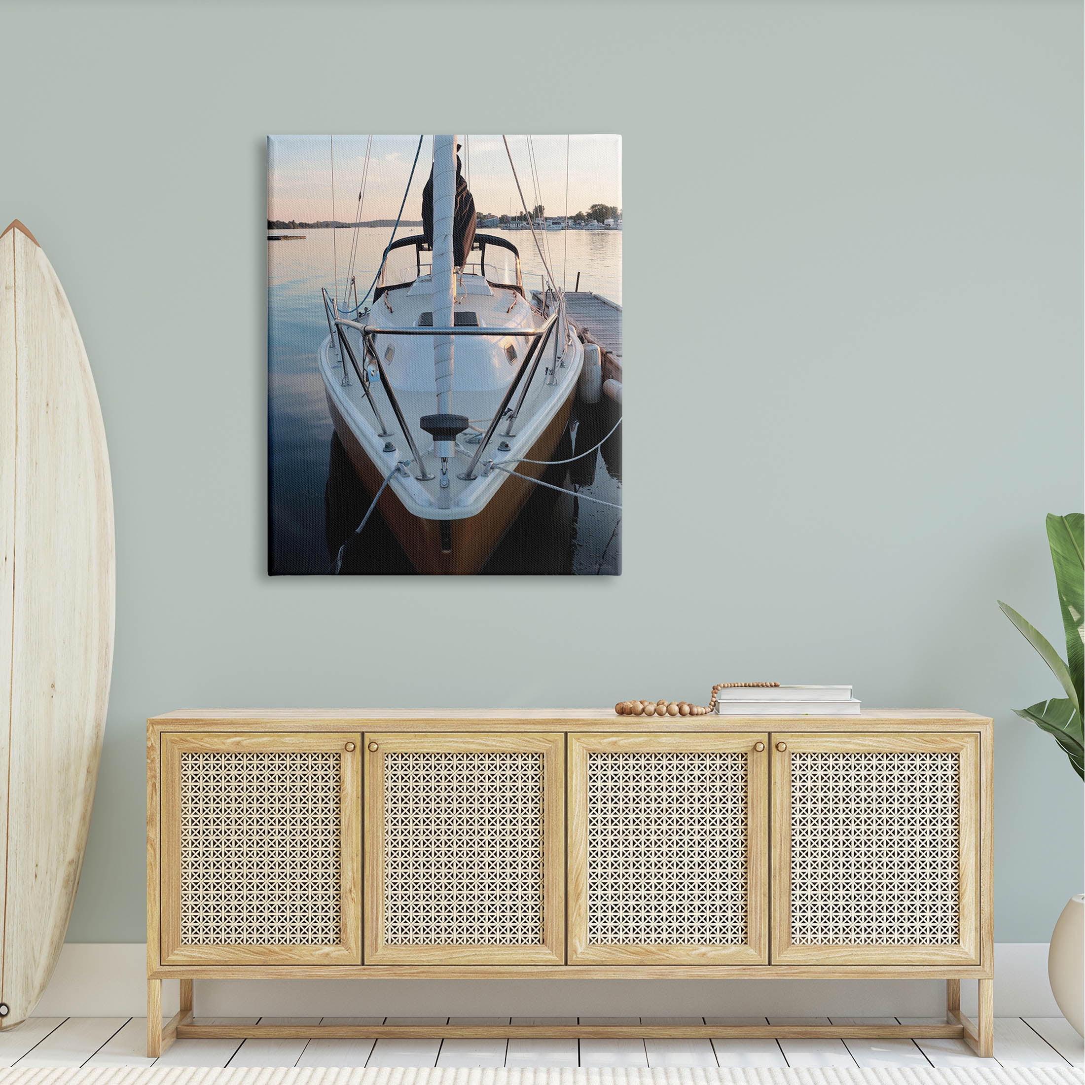 Boat Mast Ocean Marina Transportation Photograph Gallery Wrapped Canvas Print Wall Art
