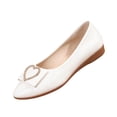 thumbnail image 2 of pwidon Women's Ballet Flats Slip On Flat Rhinestone Heart Bow Comfort Office Walking Casual Dress Shoes White 6.5, 2 of 6
