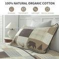 thumbnail image 6 of DDUOXIN Patchwork Plaid Queen Size Quilt - 100% Cotton Farmhouse Cream/Brown/Gray Cabin Queen Size Quilt Set, Bear & Deer Animal Tree Pattern, 3-Piece Full/Queen Quilted Bedspread with 2 Shams -98x90, 6 of 9