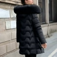thumbnail image 4 of Women's Plus Size Quilted Jacket Casual Colored Long-Sleeved Hooded Jacket Oversized Puffer Coat(Black 3XL), 4 of 8