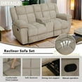 thumbnail image 4 of Aukfa 3-Piece Recliner Sofa Set - 77" Loveseat Recliner w/ Cupholder&Console for Living Room, Beige, 4 of 9