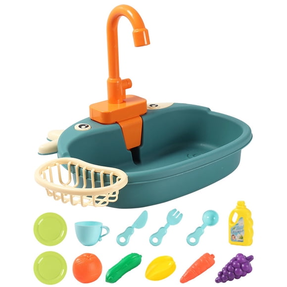 Niños Fregadero Lavavajillas Lavavajillas Responsable Educativo automático Pretend Play Entertainment ABS Juguetes Kit Presenta Azul Eigraketly FN001336-01