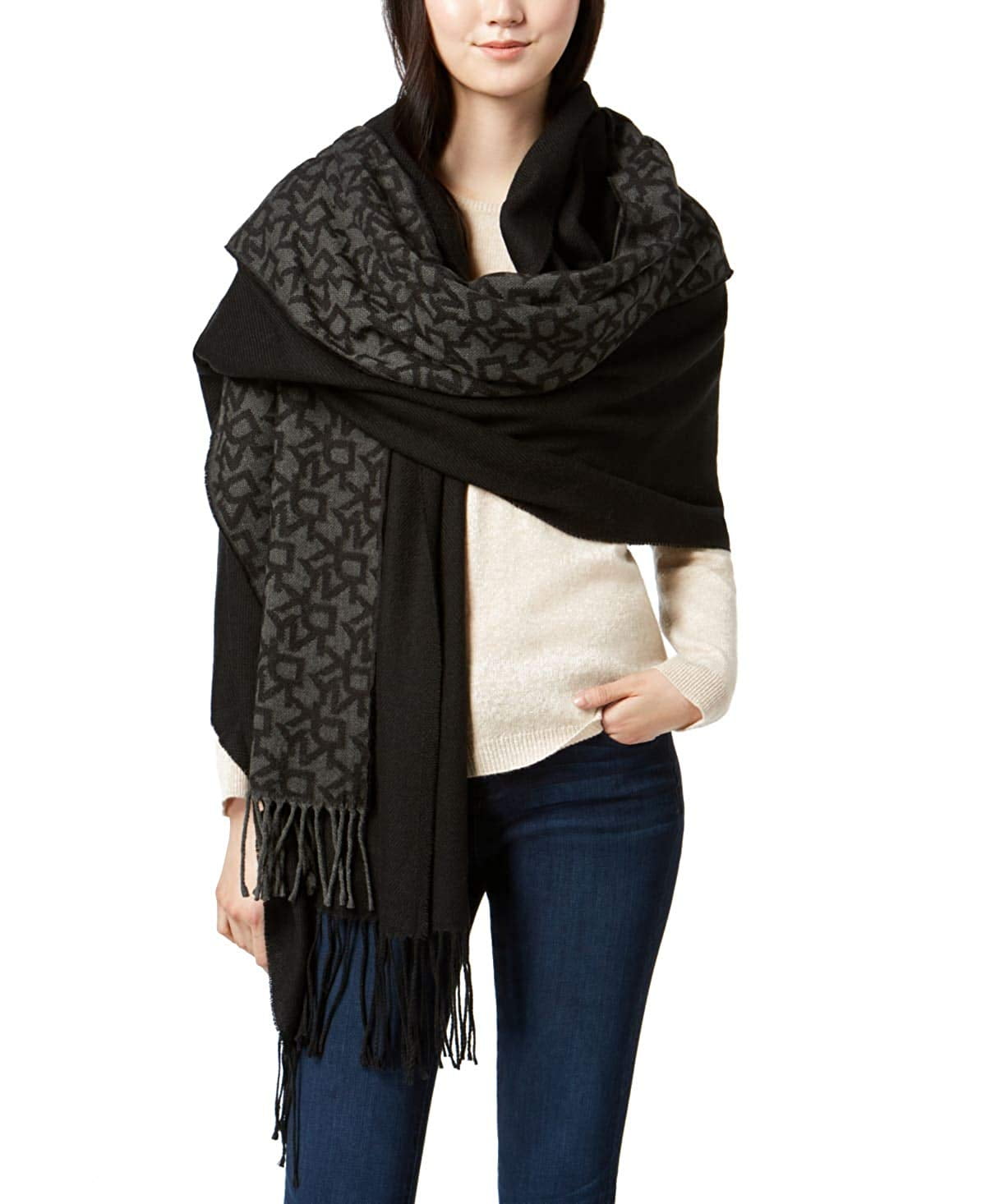 Black dkny scarf Clearance