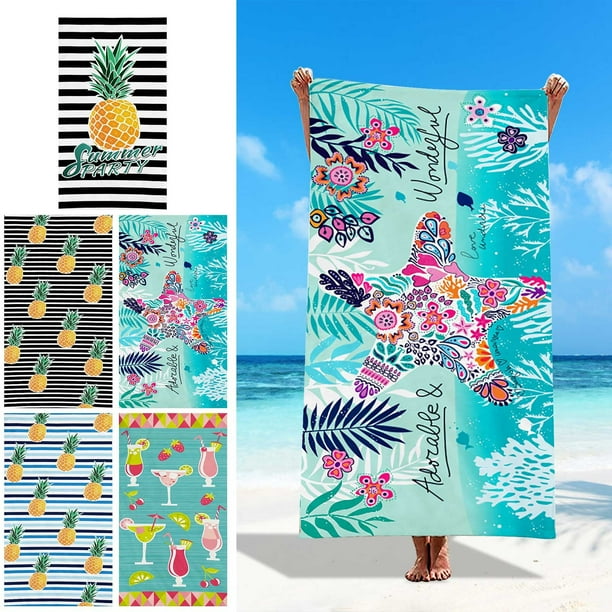 Fiudx Toalla de Playa de Fibra Fina, Impresión Personalizada, Secado Rápido y Transpirable, Ideal para Playa y Yoga, Tamaño Grande, Suave y Absorbente.