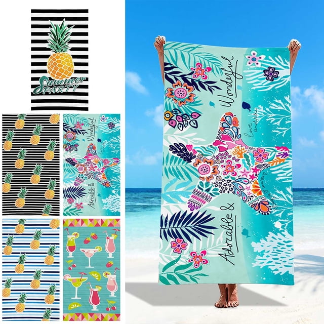 Fiudx Toalla de Playa de Fibra Fina, Impresión Personalizada, Secado Rápido y Transpirable, Ideal para Playa y Yoga, Tamaño Grande, Suave y Absorbente.