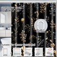 thumbnail image 4 of Vintage Boho Floral Shower Curtain with Hooks, Black & Gold Floral Bathroom Curtain, Waterproof Farmhouse Decor, 4 of 8
