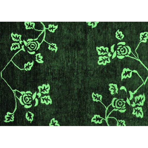 Ahgly Company Indoor Rectangle Abstract Emerald Green Modern Area Rugs, 8' x 12'
