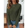 thumbnail image 4 of Eytino Women Sweaters Pullover Sweaters for Women Trendy Crewneck Long Sleeve Cable Knit Sweater Casual Fall Sweater Tops Green L, 4 of 11