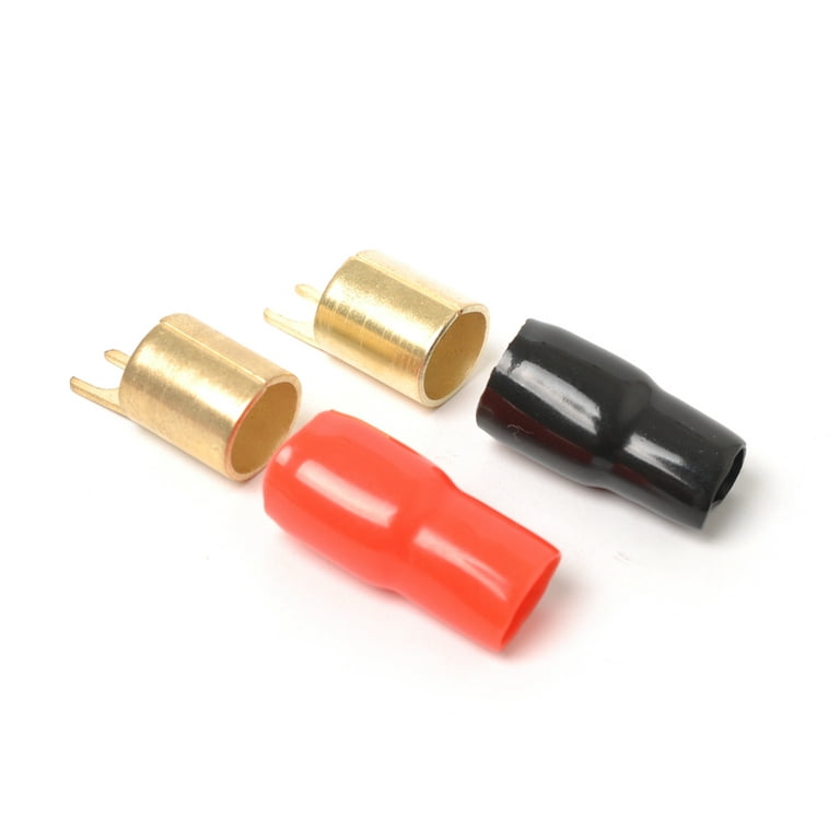 1 Pair Car 0GA 0 Gauge Ring Terminal Adapter Round Crimp Terminal Connector  for Speaker Wire Cable Black Red 