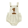 thumbnail image 2 of Musuos Baby Birthday Overalls Romper 6M 12M 18M Number and Letter Print Adorable Elastic Band Jumpsuits for Boys Girls Summer Clothes, 2 of 9