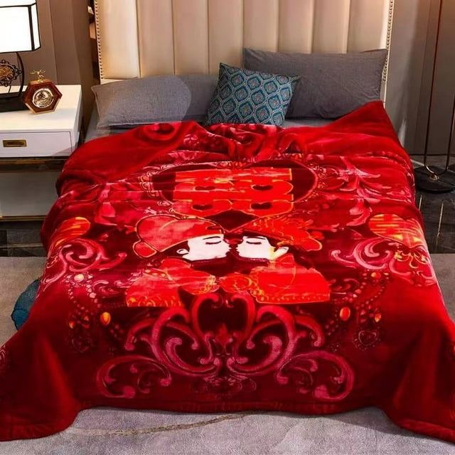 Thickened Raschel Blanket Winter Warm Wedding Blanket Double-sided Fleece Office Nap Blanket Double-layer Blanket Gift Blanket