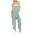 thumbnail image 1 of TrendOFT Jumpsuits For Women Casual Summer Solid Loose Pocket Spaghetti Strap Wide Leg Womens Overalls Rompers Light Green XL, 1 of 5
