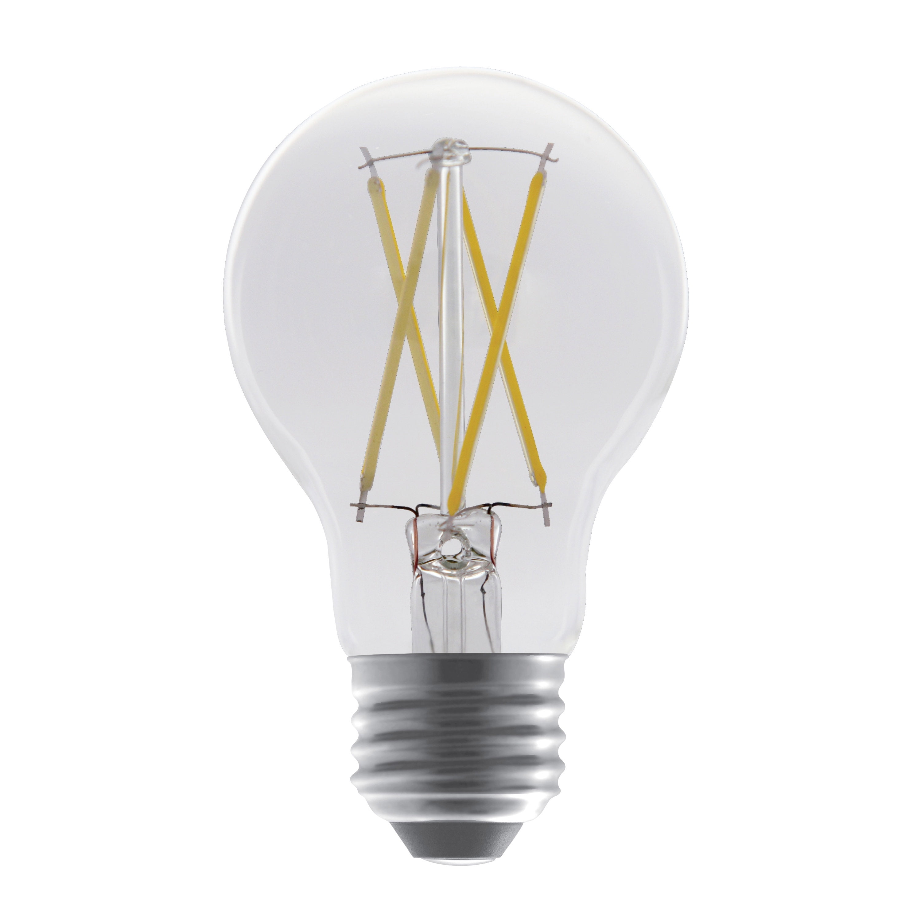 (4 pack) Great Value 18 Year LED Light Bulbs, A19 60 Watts Eqv, E26, Dim, Daylight, Clear Glass, 4 Pack