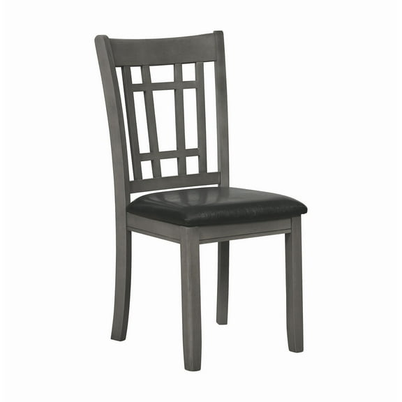 Cutout Back Wooden Dining Chair with Leatherette Seat,Black,Set of Two