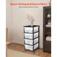 thumbnail image 6 of Plastic Storage Drawers Cart, 4 Drawers Storage Organizer with Wheels, Rolling Closet Organization and Storage Dividers, Dresser Organizer Clear Bins for Office Supplies, Craft Rooms, Classrooms, 6 of 9