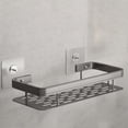 thumbnail image 1 of Cesta de montada en la pared Organizador de especias de cocina Cesta de champú Soporte de estante de drenaje Sin taladrar Estantes flotantes Una sola capa Soledad Estante de baño, 1 of 10