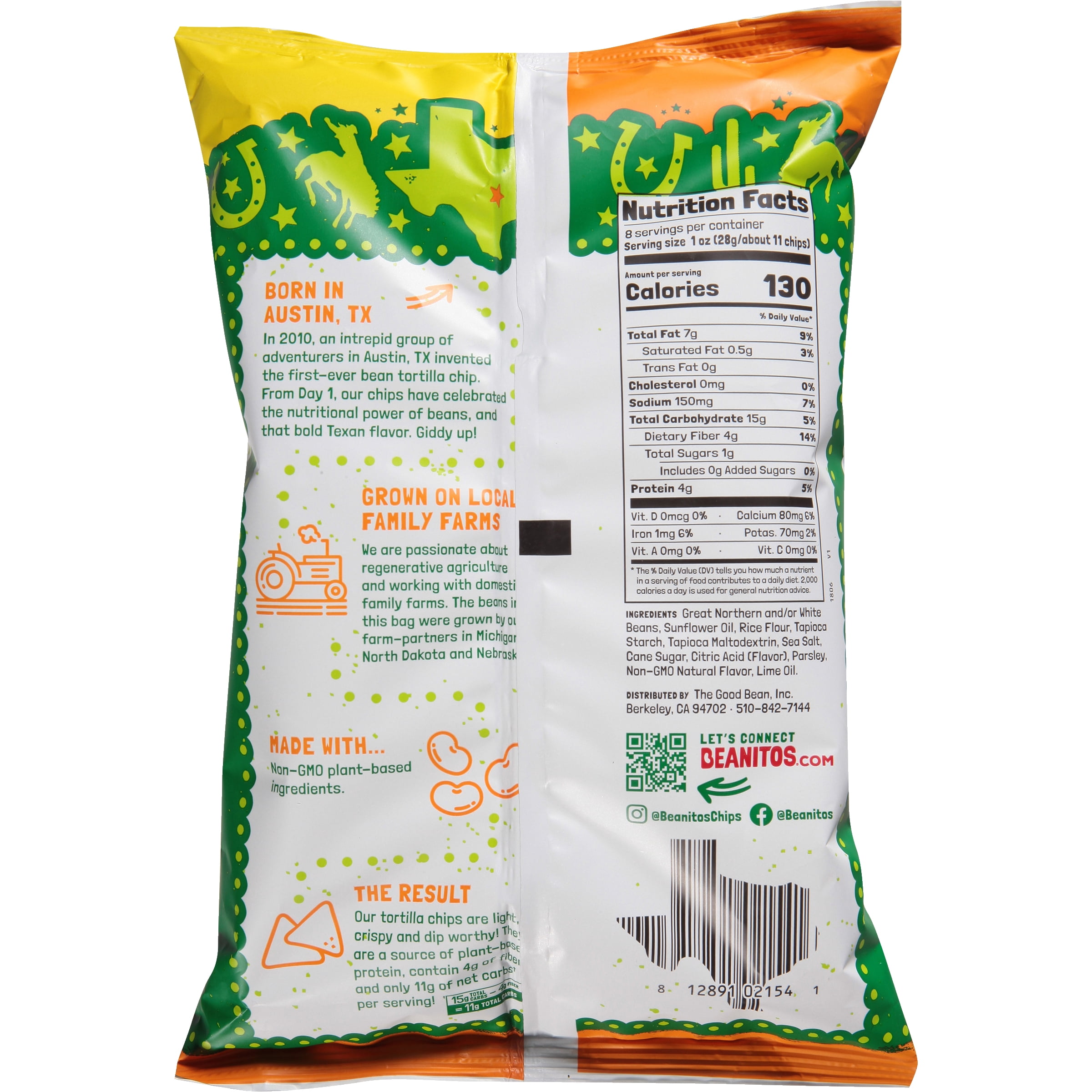 (3 pack) Beanitos Hint of Lime White Bean Tortilla Chips 8oz