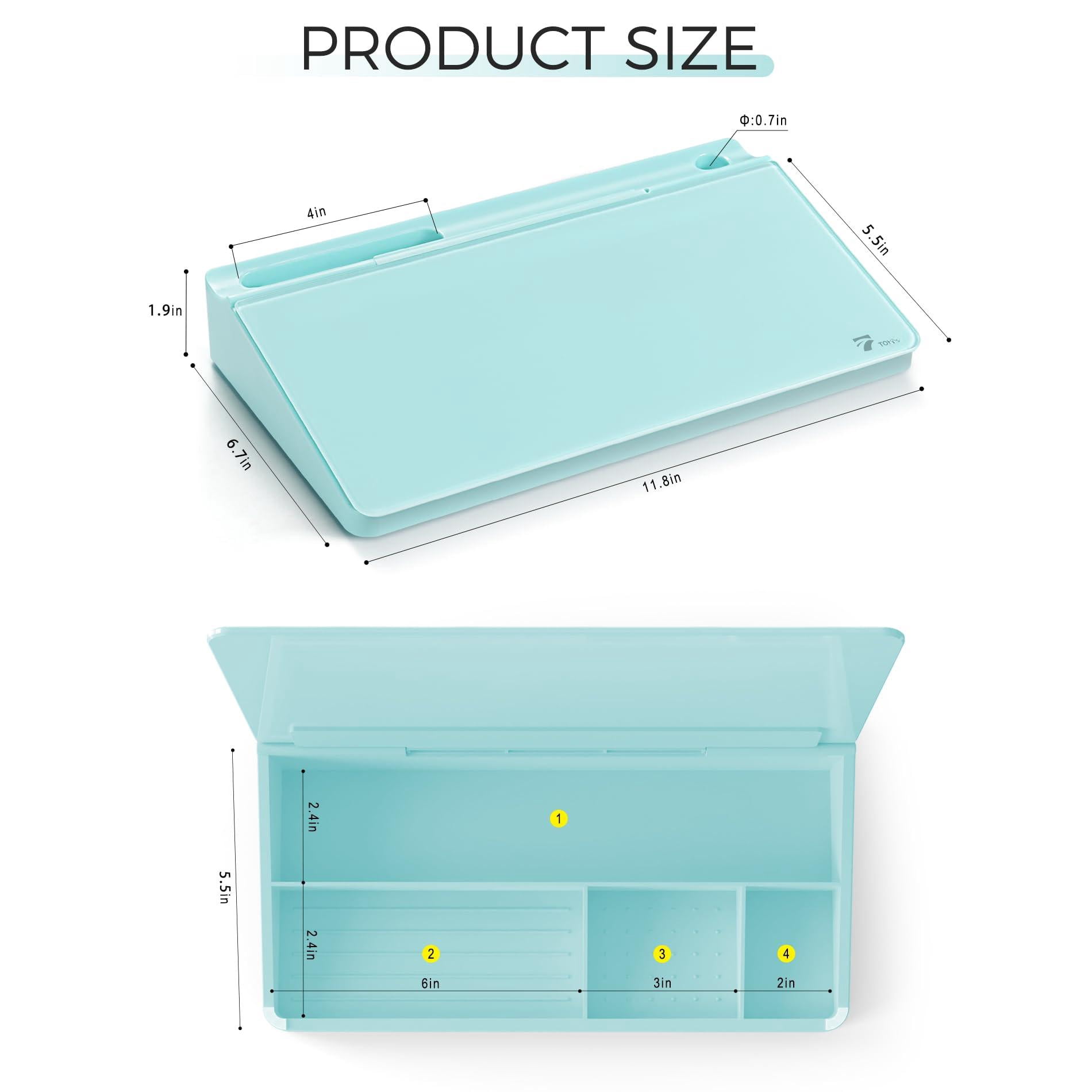 Small Compact Glass Desktop Whiteboard With Storage - 12 X 7 In Dry Erase Board For Desk  Home Office School | Includes 5 Markers Eraser & Holder Space-saving Organizer Aesthetic Teal Blue