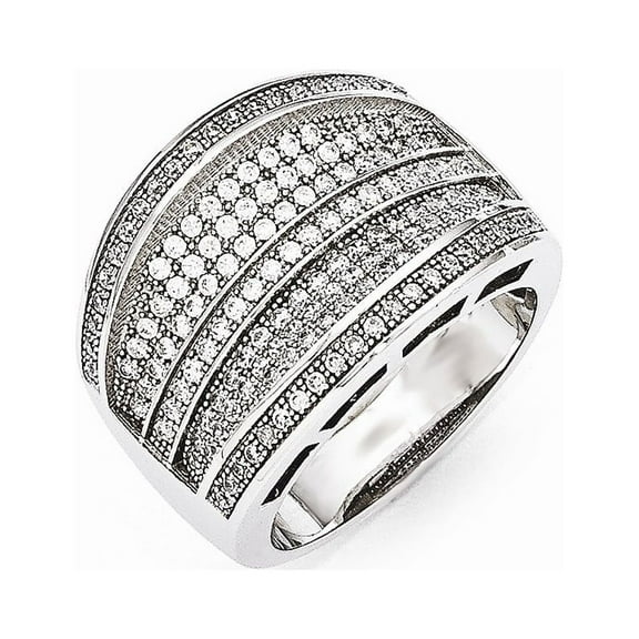 Sterling Silver and Cubic Zirconia Brilliant Embers Ring - Size 6 - Measures 16mm Wide