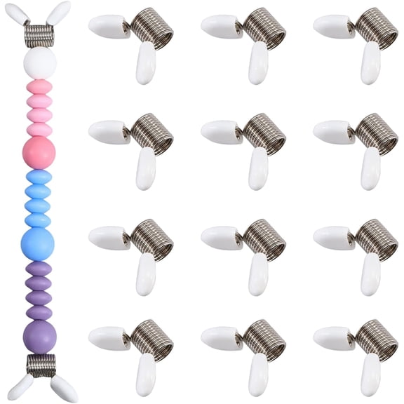 1box 12pcs Stainless Steel Mini Spring Bead Clamps for Beading Jewelry Making with Silicone Covers White 3cm