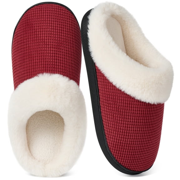 Ecetana Women's Fuzzy Slippers Memory Foam Soft Warm House Slippers Slip-on Indoor