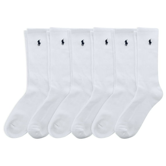 Polo Ralph Lauren Men's Performance Crew Socks 6 Pack, White, 10-13