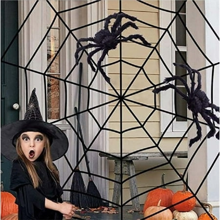 Halloween Giant Spider Web, 5/11/12/17 feet Spider Web for Indoor Halloween Decor Decoration Outdoor Yard