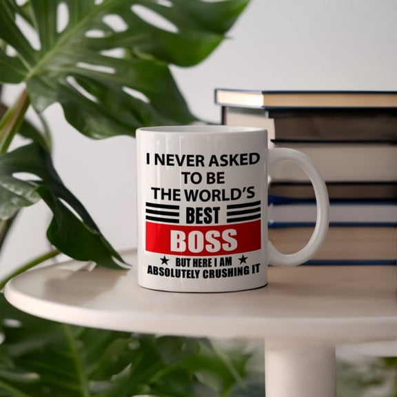 I Never Asked to be the World's Best Boss, But Here I Am, Ablutely Crushing It Funny Ceramic Mug, Execut's Coffee Cup, Manager's Mug.