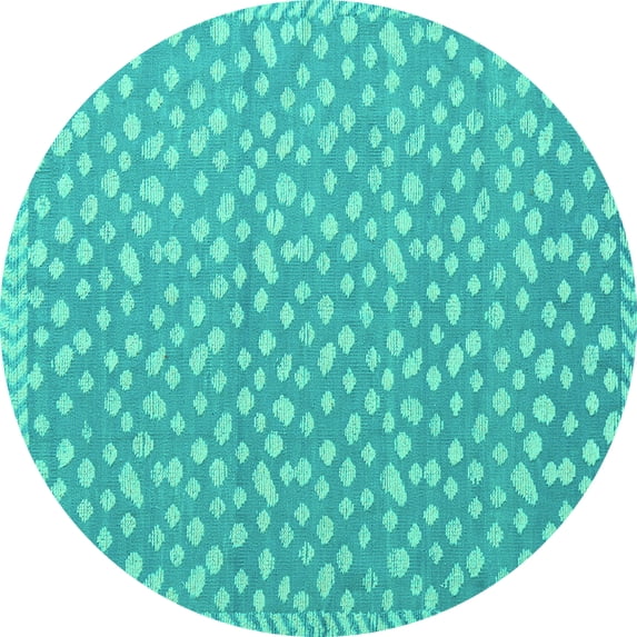 Ahgly Company Machine Washable Indoor Round Abstract Turquoise Blue Modern Area Rugs, 4' Round