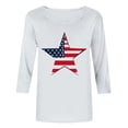 thumbnail image 4 of asdoklhq Plus Size 4th Of July Tshirts Graphic Shirts Women's Independence Day Printed Round-neck Three-quarter Sleeve T-shirt Loose Three-quarter Sleeve Round-neck Top/shirt White 3X, 4 of 5