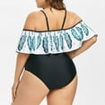 thumbnail image 3 of Womens Plus Size Swimsuit Swimwear One Piece Leakproof Swimsuit Off Shoulder Ruffled Bathing Suits For Women Teen Girls, 3 of 8
