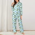 thumbnail image 2 of Honeii Mallard Duck Of Lotus Flowers Print Women's Pajama Sets Long Sleeve Button Down Sleepwear Nightwear Soft Pjs Lounge Sets 2PCS-XX-Large, 2 of 7