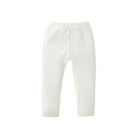 

xkwyshop Toddler Baby Girl Boy Solid Knit Leggings Tights Ribbed Pants Jogger Sweatpants Spring Fall Outfits White 0-3 Months